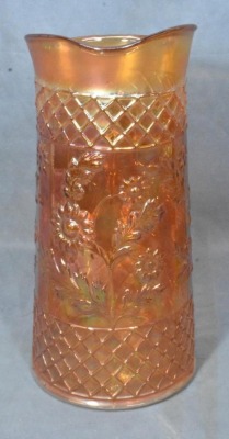 Dugan Carnival Glass Daisy Lattice 9 pc. water set, marigold - 3