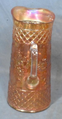 Dugan Carnival Glass Daisy Lattice 9 pc. water set, marigold - 5