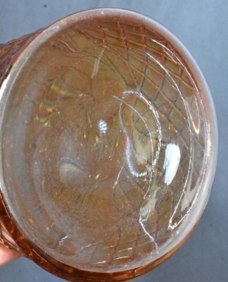 Dugan Carnival Glass Daisy Lattice 9 pc. water set, marigold - 7
