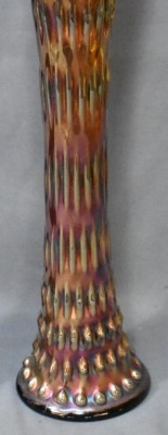 (2) Fenton Carnival Glass Rustic 16.5" vases, amethyst - 5