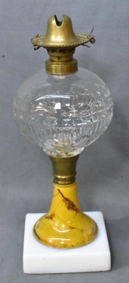 Petal and Rib "Sponged" Glass Oil Lamp. - 4