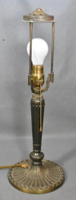 Mrkd PLB and G Co. (1808) 20" tall table lamp w/ reverse painted scenic shade - 4