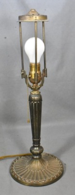 Mrkd PLB and G Co. (1808) 20" tall table lamp w/ reverse painted scenic shade - 5