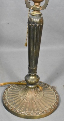Mrkd PLB and G Co. (1808) 20" tall table lamp w/ reverse painted scenic shade - 7