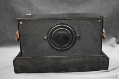 Ansonia black mantle clock w/ ram's heads handles - key and works! - 6