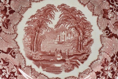 (12) Mason'sk Vista/ England Transferware 8"d plates, pink - 4