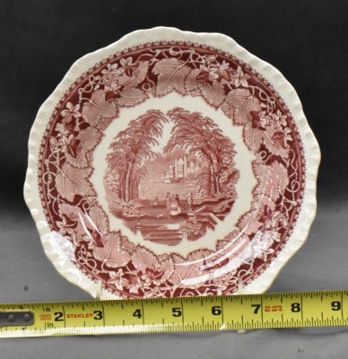 (12) Mason'sk Vista/ England Transferware 8"d plates, pink - 6