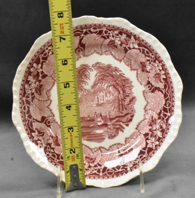 (12) Mason'sk Vista/ England Transferware 8"d plates, pink - 7