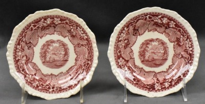 (13) Mason's Vista/ England Transferware 5.75"d desert plates, pink - 2