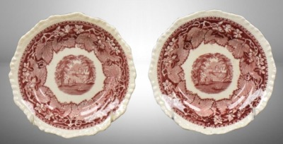 (13) Mason's Vista/ England Transferware 5.75"d desert plates, pink - 3