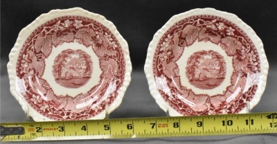 (13) Mason's Vista/ England Transferware 5.75"d desert plates, pink - 6