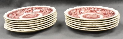 (13) Mason's Vista/ England Transferware 5.75"d desert plates, pink - 9