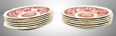 (13) Mason's Vista/ England Transferware 5.75"d desert plates, pink - 10