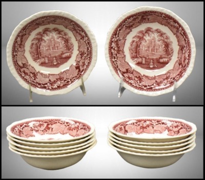 (10) Mason's Vista/ England Transferware 6.25"d bowls, pink