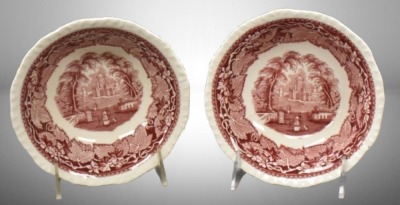 (10) Mason's Vista/ England Transferware 6.25"d bowls, pink - 3