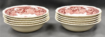 (10) Mason's Vista/ England Transferware 6.25"d bowls, pink - 7