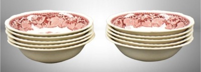(10) Mason's Vista/ England Transferware 6.25"d bowls, pink - 8