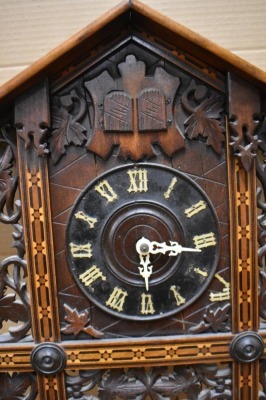 Germany cuckoo clock adorned w/ large leaves - 2