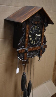 Germany cuckoo clock adorned w/ large leaves - 5