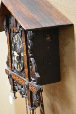 Germany cuckoo clock adorned w/ large leaves - 6