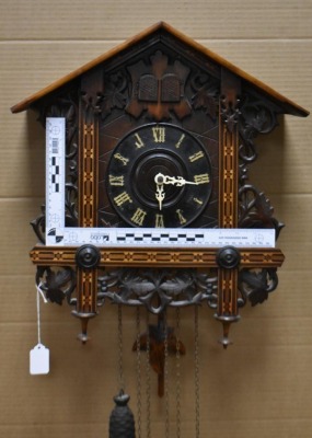 Germany cuckoo clock adorned w/ large leaves - 13