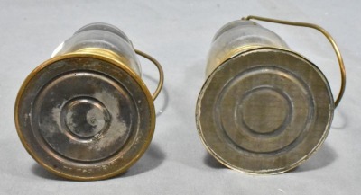 (2) Brass ice skater's oil lanterns, 7" petite size - 4