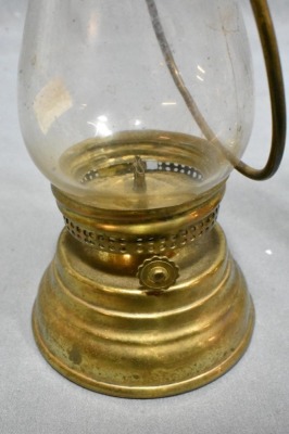 (2) Brass ice skater's oil lanterns, 7" petite size - 5