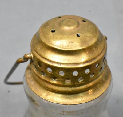 (2) Brass ice skater's oil lanterns, 7" petite size - 7
