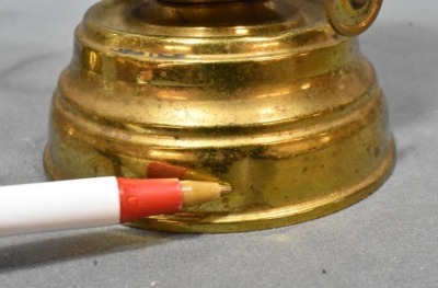 (2) Brass ice skater's oil lanterns, 7" petite size - 8