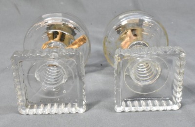 (2) Clear miniature oil lamps on square bases - 5