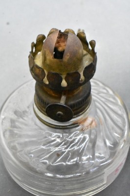 (2) Clear pressed glass miniature oil lamps w/ wire handle - 6