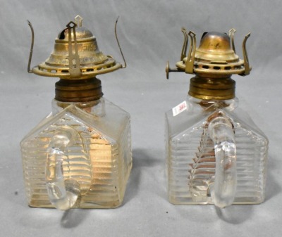 (2) Atterbury Log Cabin finger lamps, clear - 2