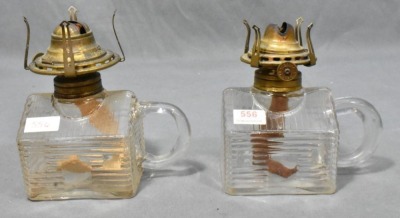 (2) Atterbury Log Cabin finger lamps, clear - 3
