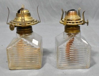 (2) Atterbury Log Cabin finger lamps, clear - 4