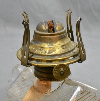 (2) Atterbury Log Cabin finger lamps, clear - 6