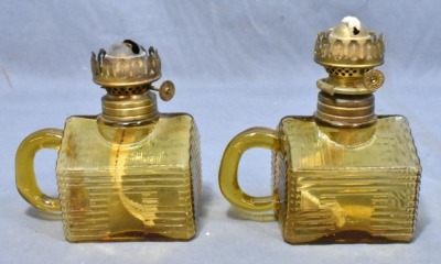 (2) Atterbury Log Cabin finger lamps, amber - 3