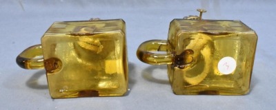 (2) Atterbury Log Cabin finger lamps, amber - 4