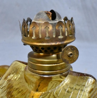 (2) Atterbury Log Cabin finger lamps, amber - 6