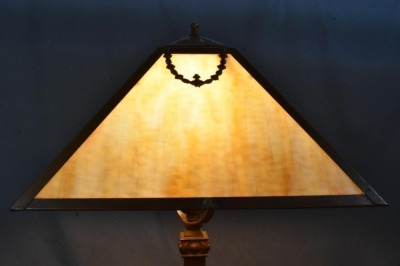 Slag Glass electric library lamp - 3
