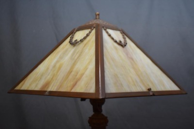 Slag Glass electric library lamp - 6