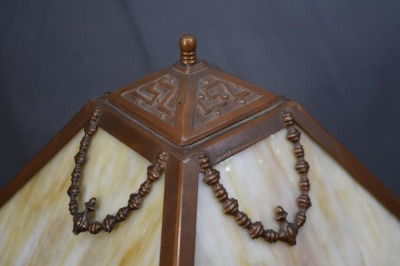 Slag Glass electric library lamp - 8