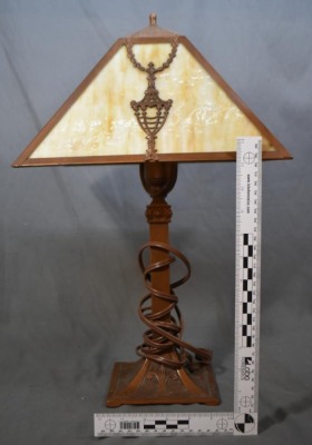 Slag Glass electric library lamp - 12