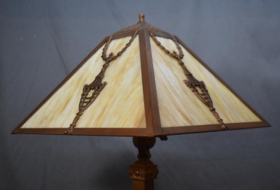 Slag Glass electric library lamp - 13