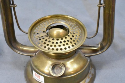 L.W. Tubular brass lantern with blue globe - 6