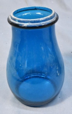 L.W. Tubular brass lantern with blue globe - 7