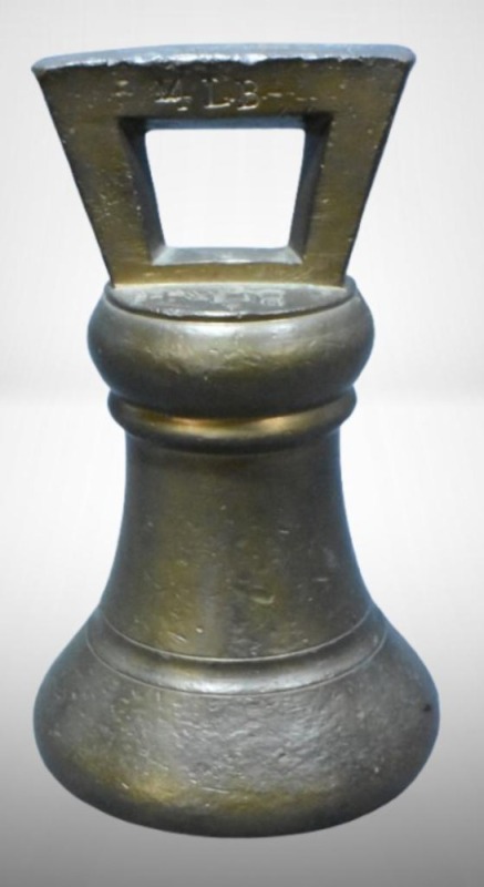 Mrkd. 14 LB.brass bell weight, 7.5" tall