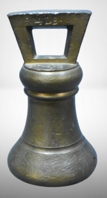 Mrkd. 14 LB.brass bell weight, 7.5" tall