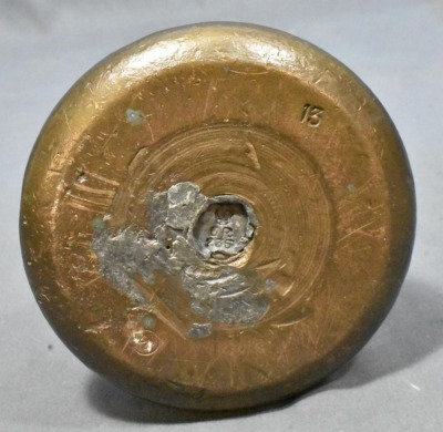 Mrkd. 14 LB.brass bell weight, 7.5" tall - 6