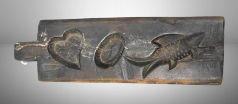 Maple sugar mold, 12.5"l x 3.75"w