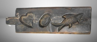Maple sugar mold, 12.5"l x 3.75"w